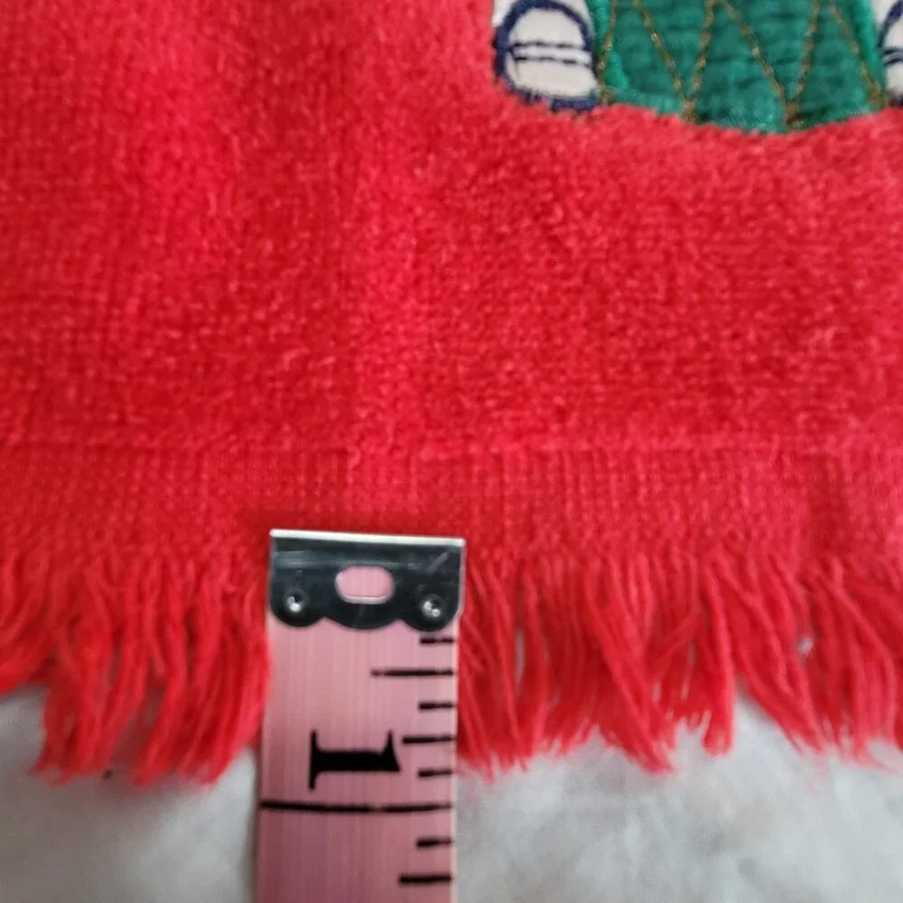 Drummer Soldier Boy Red Hand Towel Vintage Christmas Fringe Stitched on Design